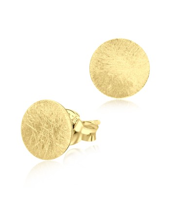 Gold Plated Scratched Disc Stud Earring STS-2150-GP